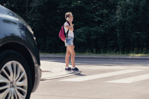 pedestrian accident about to occur